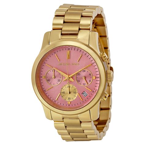 michael kors runway watch pink face|Michael Kors stainless steel watch.